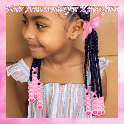 60PCS Purple Braids Beads 3 Styles Dreadlock Bead Accessories Cute Hair Jewelry AB Round Bead Decoration for Kids Girls