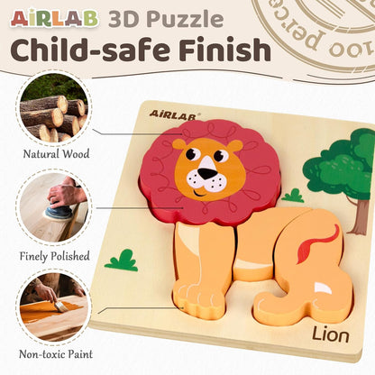 Wooden Puzzles for Toddlers 1 2 3 Year Old Animals Shape Puzzle Toys for Travel Airplane Gift for Kids Montessori Early Development Gifts for Baby Boys Girls with Drawstring Bag Pack of 4