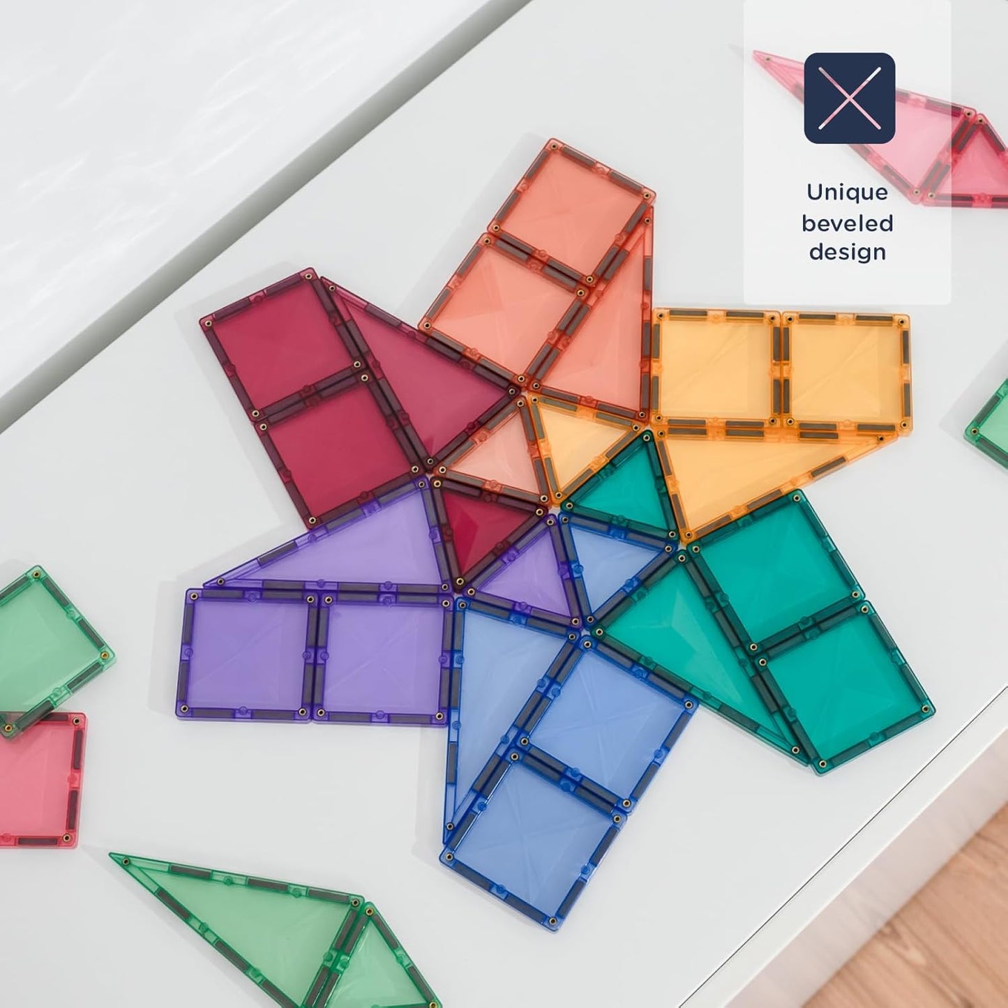 CONNETIX Magnetic Tiles Pastel Mini Pack, 32 Pieces