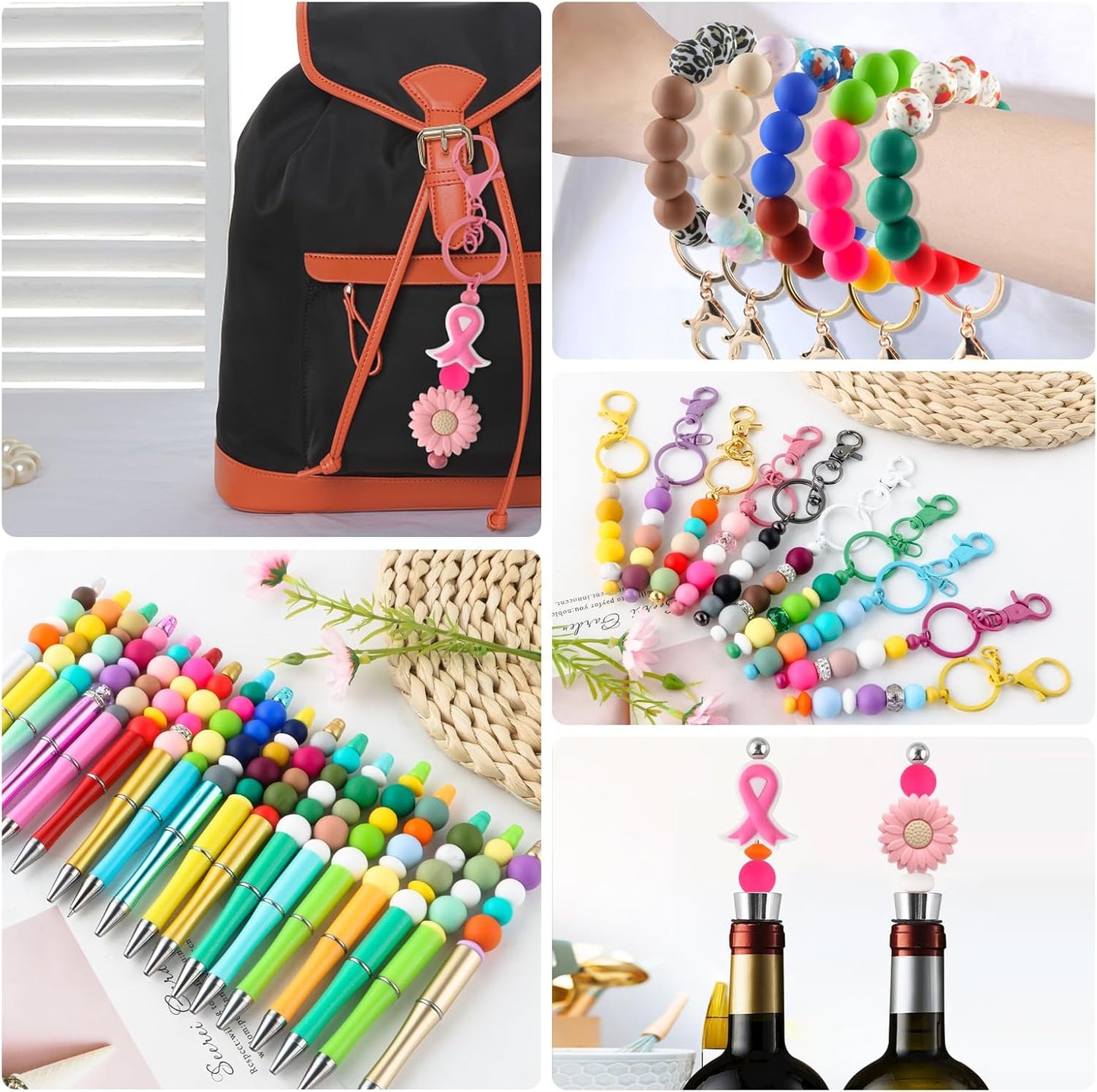 65Pcs 19mm Silicone Beads for Keychain Making Bracelet Necklace, Bulk Round Silicone Beads for Pens（Christmas Green） - Colors B