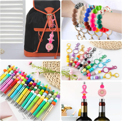 65Pcs 19mm Silicone Beads for Keychain Making Bracelet Necklace, Bulk Round Silicone Beads for Pens（Christmas Green） - Colors B