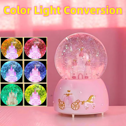 Snow Globes,Blue Castle Music Snowglobes with LED Lights,Automatic Snow Fall Effect,Home Decor for Kids Room Essentials Birthday Christmas Festival Gift for 5-16 Year Old Girls (Blue)