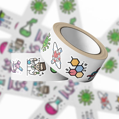 Chemistry Stickers Roll for Kids, Science Lab Experiment Stickers, 1000PCS 2 Rolls Chemical Lab Reward Labels, 10 Styles Classroom Teacher Supplies STEM Party Favors