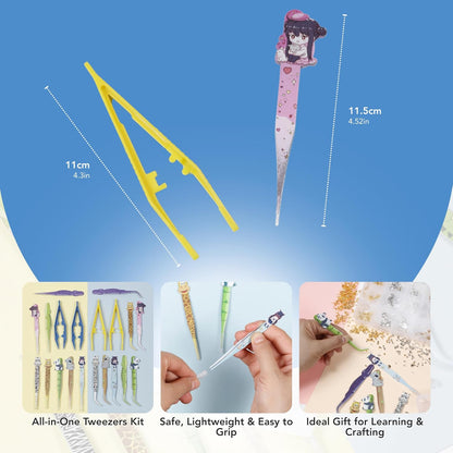Incraftables Craft Tweezers - 20 Pieces – Fun Metal & Plastic Tweezers - Animal Shape Crafting Tongs for DIY Bead Jewelry Making Beading Project