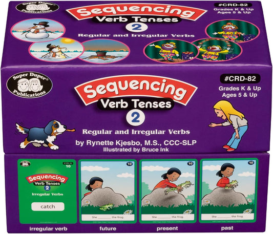 Super Duper Publications | Sequencing Regular and Irregular Verb Tenses Set 2 Fun Deck | Communication and Early Reader Skills Flash Cards | Educational Learning Materials for Children