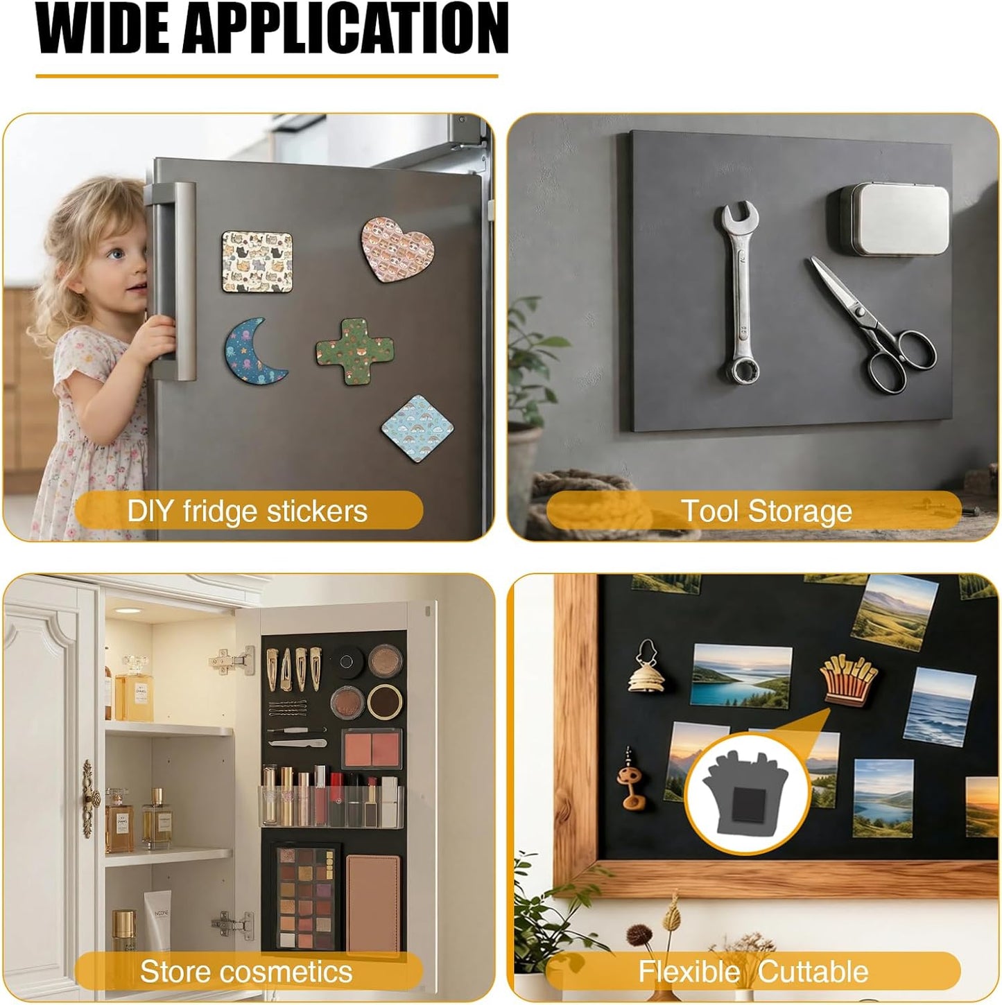 Magnetic Squares with Adhesive Backing(36PCS Each 1.5" x1.5"),Pre-Cut Self Sticky Magnets as Back to School Supplies,Peel and Stick for Cards/Picture/Poster (80mil Magnet)