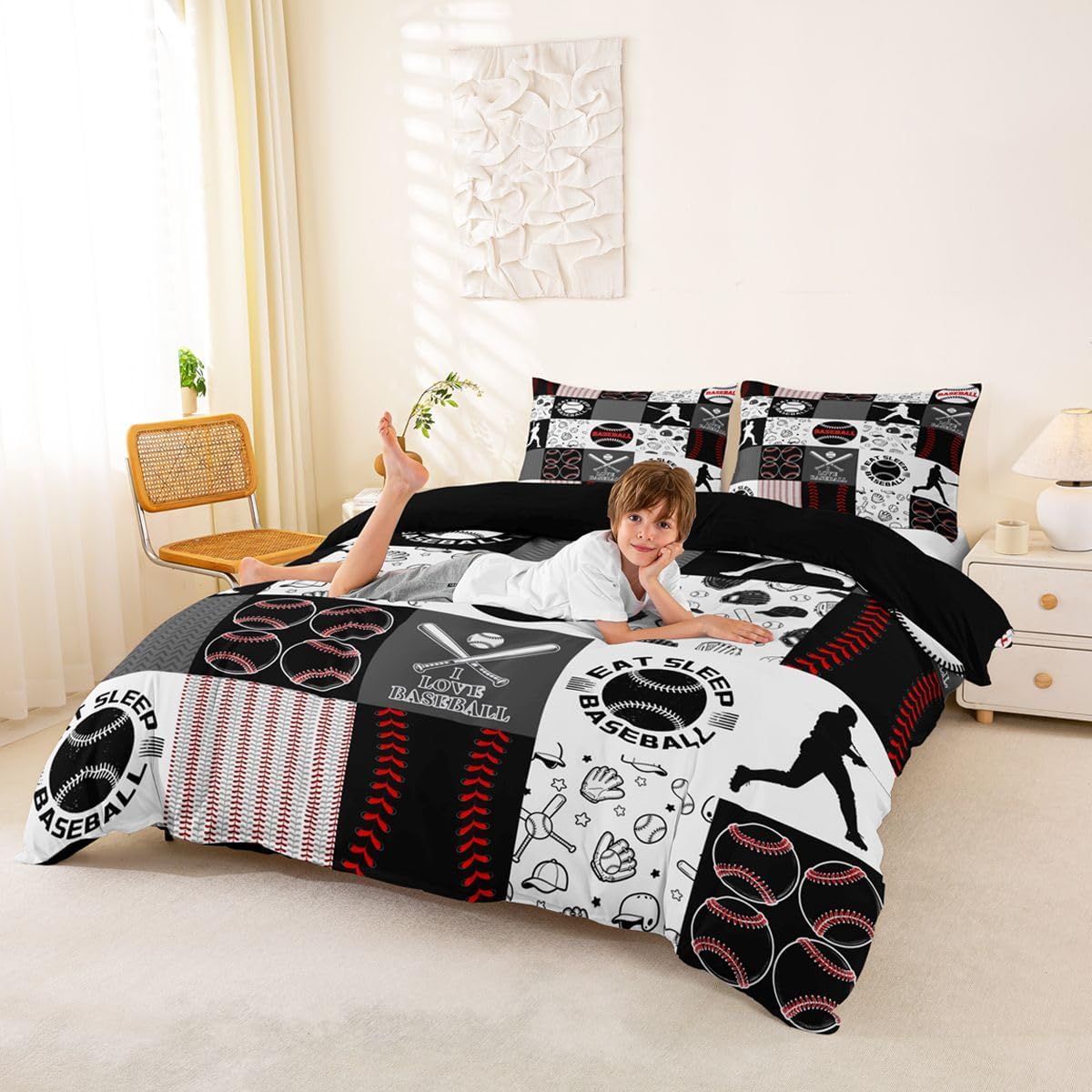 Drum Kit Duvet Cover,Kids Musical Instruments Bedding Set,Rock Music Comforter Cover for Boys Girls Room Decor,Neon Lighting Lightweight Bedspread Cover Twin Size with 1 Pillow Case(No Comforter)