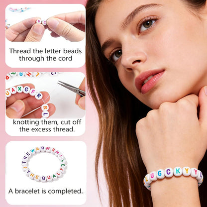 SUTOUG 1000PCS Colourful Letter Beads for Threading, 4 x 7 MM Acrylic Round Alphabet Beads for Jewellery DIY Making Crafts Bracelets Necklaces Ornaments