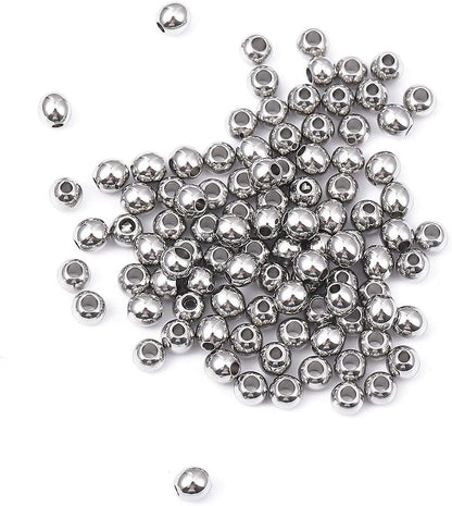 BEADIA Stainless Steel Spacer Beads 3x2.5mm Round Loose Charm Caps Beads for DIY Jewelry Making 100pcs with 1mm Hole