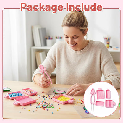 5 PCS Bead Tools, Fuse Bead Tweezers Set for Crafting, 2.6mm Fuse Beads Accessories with Dual Needle Design, Creative DIY Projects for Family Activities and Classroom Art Education