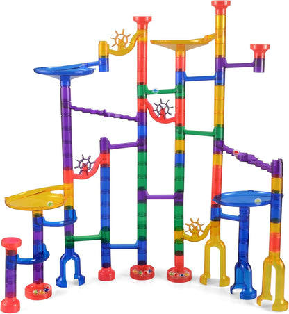 JOYIN 150Pcs Glowing Marble Run- Construction Building Blocks Toys with 5 Glow in The Dark Glass Marbles, STEM Educational Building Block Toy, Birthday Gifts, Easter Basket Stuffers