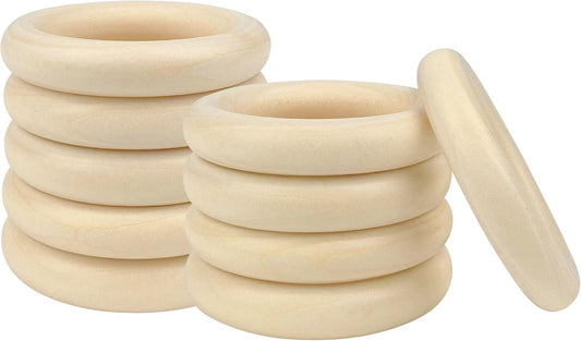 20 Pcs Unfinished Wooden Rings for Crafts, 70mm/2.7inch Natural Wood Rings Without Paint, Macrame Rings for DIY, Jewelry Making