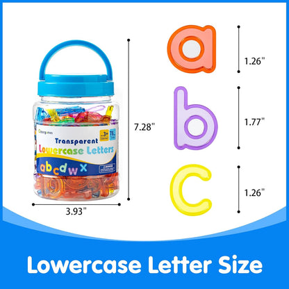78 Pcs Translucent Lowercase Letters - 140 Pcs Translucent Pattern Blocks - Learning Toy for Light Table Accessories and Manipulatives