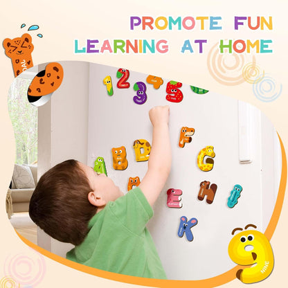 39 PCS Large Magnetic Letters and Numbers, Fridge Magnets for Toddlers 1-3, Cute Animials Alphabet Magnets Kit for Educational Learning
