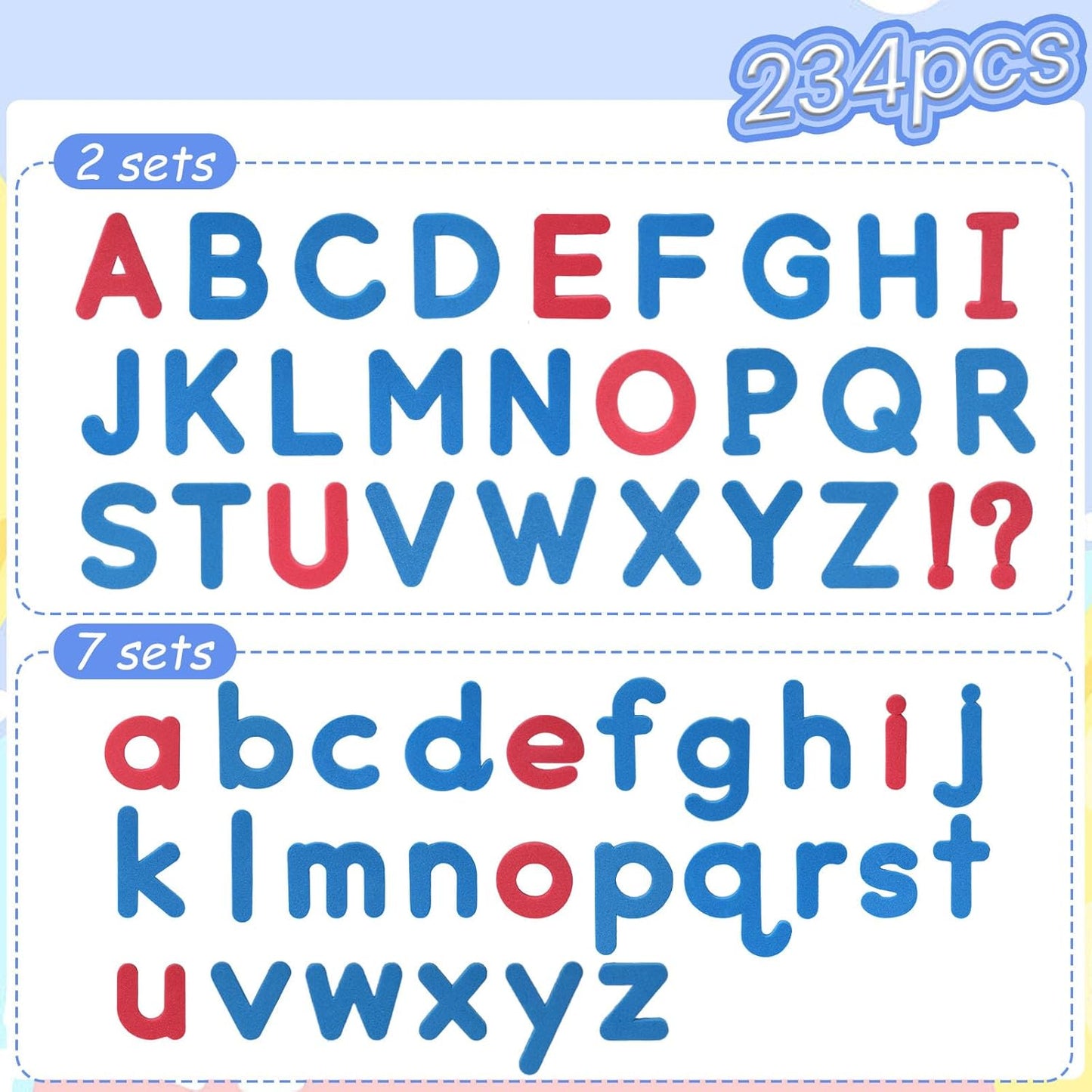 LovesTown Magnetic Alphabet Letters Kit for Kids, Double Sided Magnetic Board with Storage Box, Educational Learning Toys for Preschool Classroom and Home, 234 Pieces