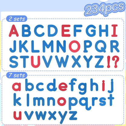 LovesTown Magnetic Alphabet Letters Kit for Kids, Double Sided Magnetic Board with Storage Box, Educational Learning Toys for Preschool Classroom and Home, 234 Pieces