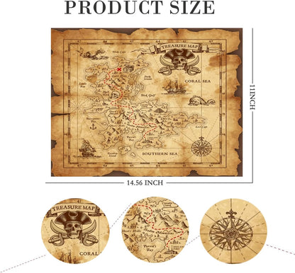 Pirate Monocular Telescope with Treasure Map Pocket Compass - Collapsible Spyglass for Party Accessory Set