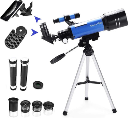 Lunar Telescope for Kids and Astronomy Beginners, Refractor Telescope with Finder Scope and 3 Eyepieces, Travel Telescope with Compact HD Binoculars for Moon Viewing Bird Watching Sightseeing
