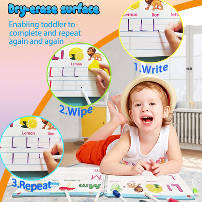 ALIANFLY Preschool Learning Activities Educational Workbook - Toddler Prek Montessori Handwriting Practice Activity Tracing Toys Busy Book for Kids, Autism Learning Materials and ABC Learning Book