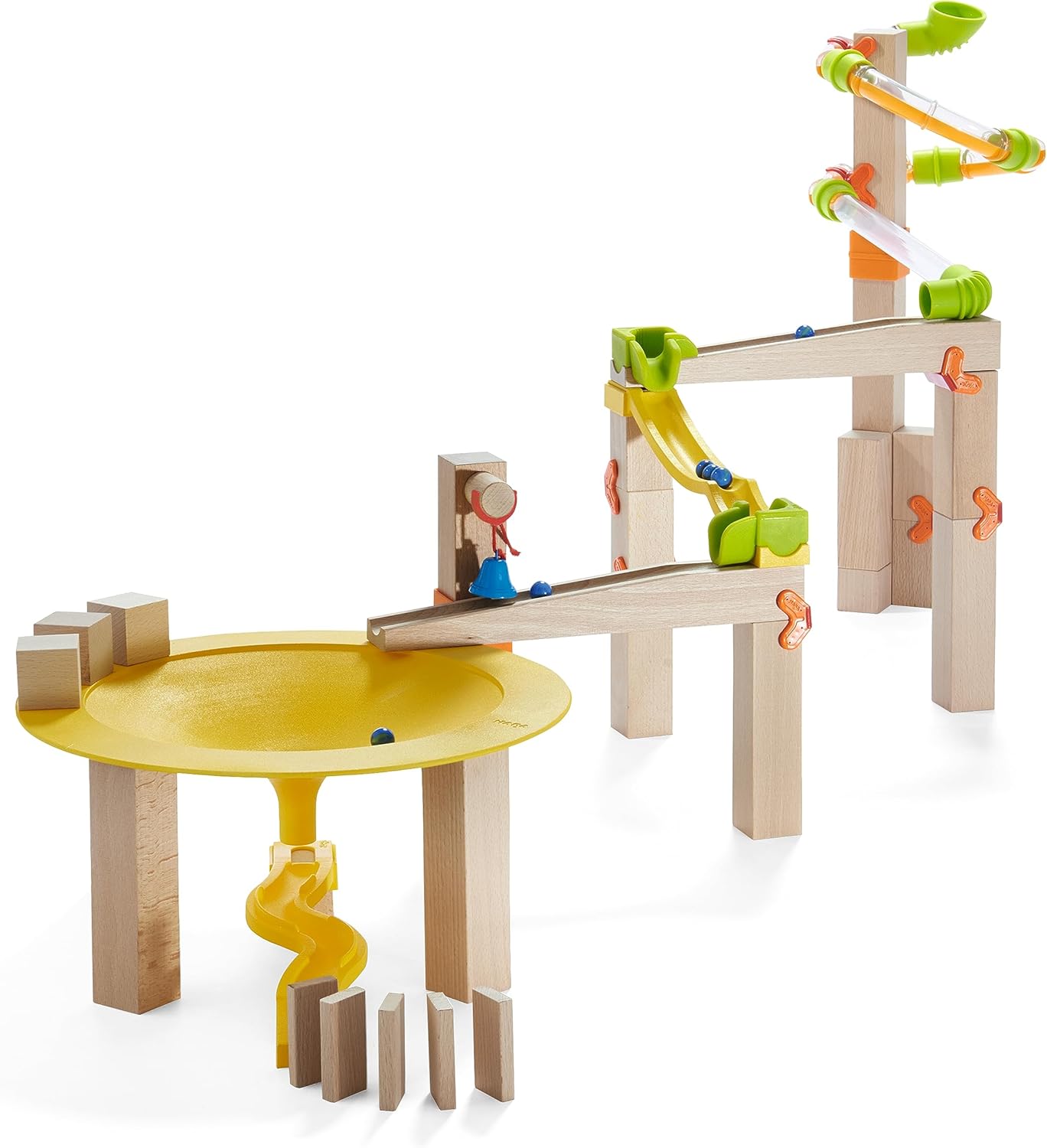 HABA Wooden Marble Run Ball Track Building Set for 4-10 Year Olds, STEM Toy with 49-Piece Wooden Track and Marbles, Montessori Toys for 4 Year Olds
