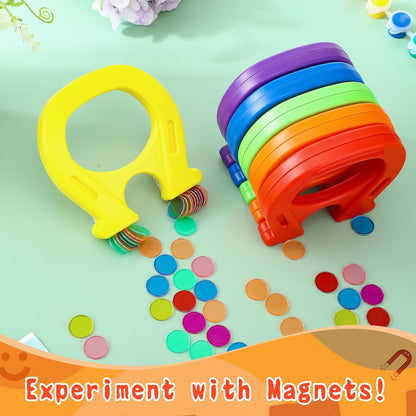 Kanayu 6 Pcs Horseshoe Magnet Toys U Shaped Magnet Movers Science Activity Exercise Student's Hands Ability Experiment Classroom Learning Toy Great Gift Idea for Girls Boys Adults, 6 Colors