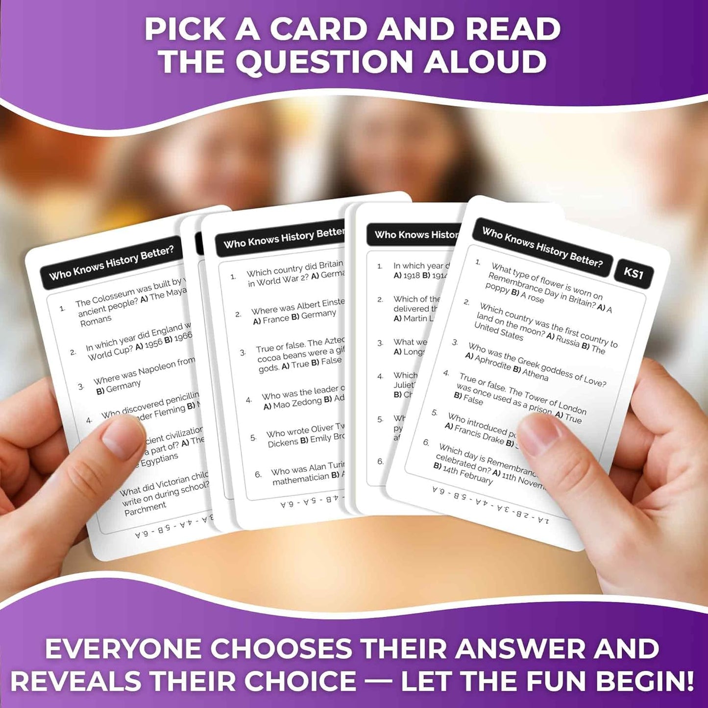 QUOKKA Board Games for Kids 8-12 and Family - Set of 4 Who Knows It Better? - 2000+ Questions Across Biology, Culture, STEM and Math - Educational Trivia Cards for Learning and Game Night