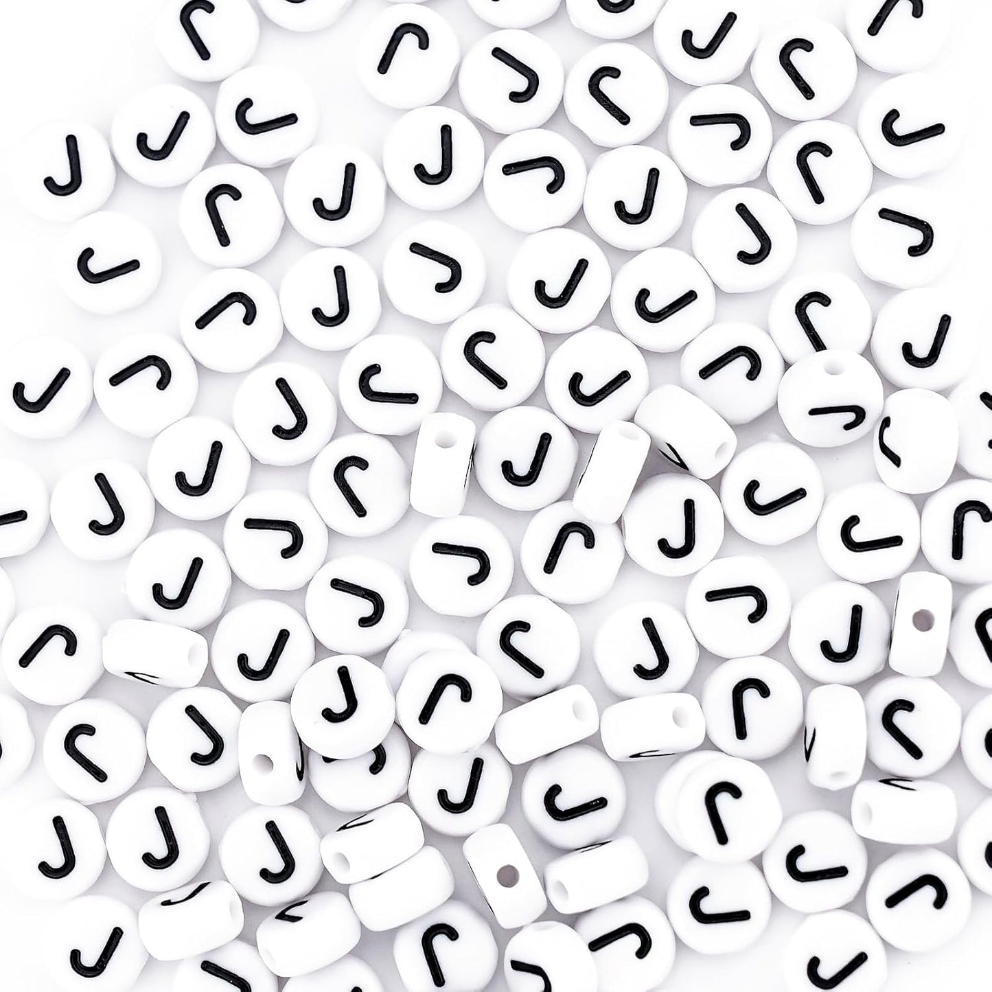 300Pcs Vowel Letter Pony Beads for Charms Bracelets Making 4X7mm Individual Round White Alphabet Beads U