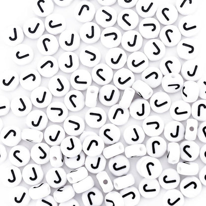 300Pcs Vowel Letter Pony Beads for Charms Bracelets Making 4X7mm Individual Round White Alphabet Beads U