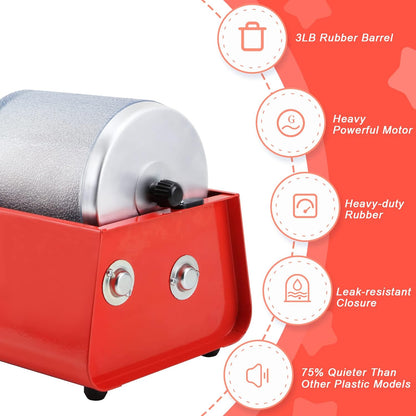 Leegol Electric Rock Tumbler Machine - Single Drum 3LB Rock Polisher (Single Barrel)