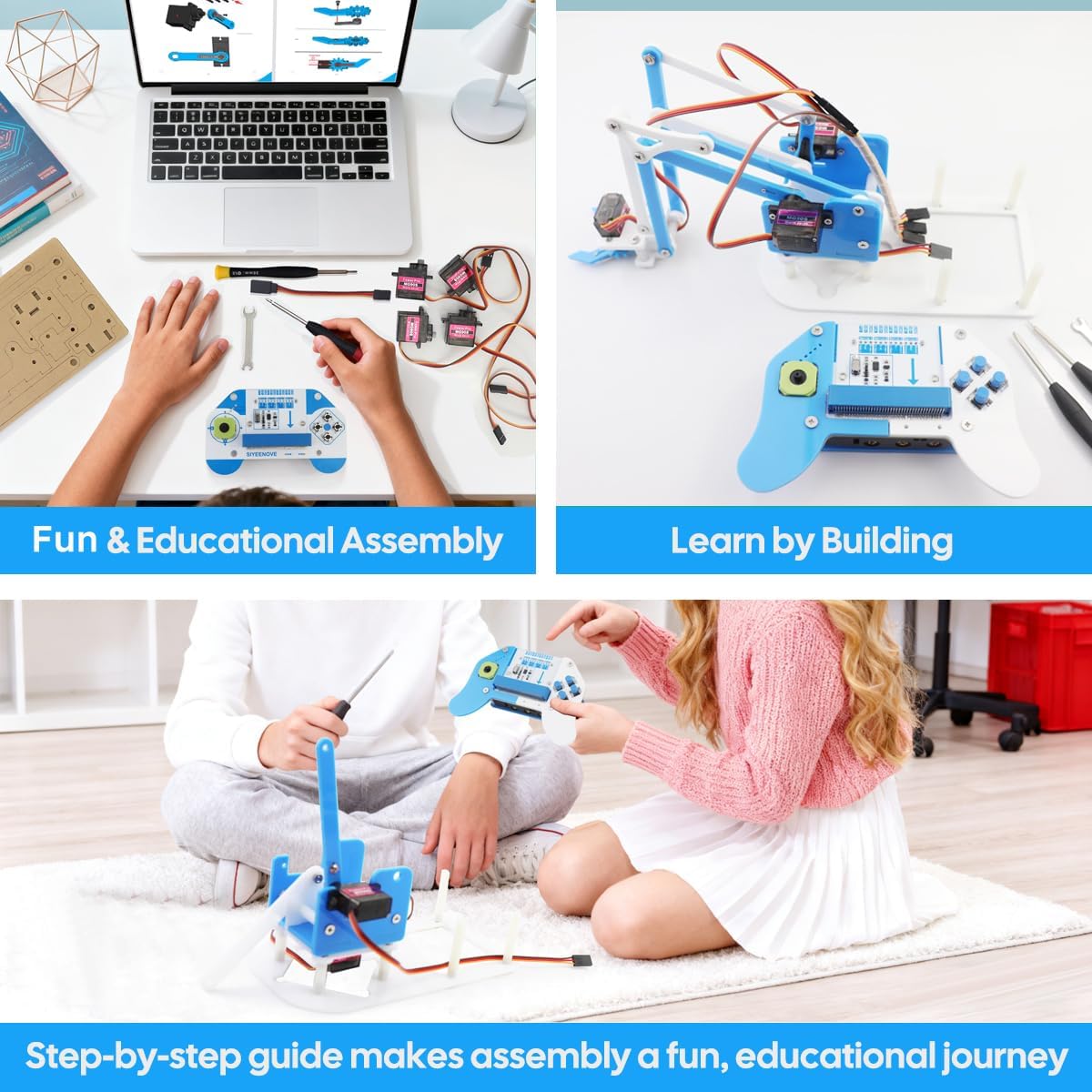 microbit Smart Robotic Arm Kit, 4DF Programmable Mechanical Arm Building Kit for Makers & STEM Enthusiasts to Learn Coding, Science & Engineering, Micro:bit v2 and AA Batteries not Included