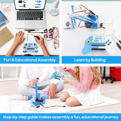 microbit Smart Robotic Arm Kit, 4DF Programmable Mechanical Arm Building Kit for Makers & STEM Enthusiasts to Learn Coding, Science & Engineering, Micro:bit v2 and AA Batteries not Included