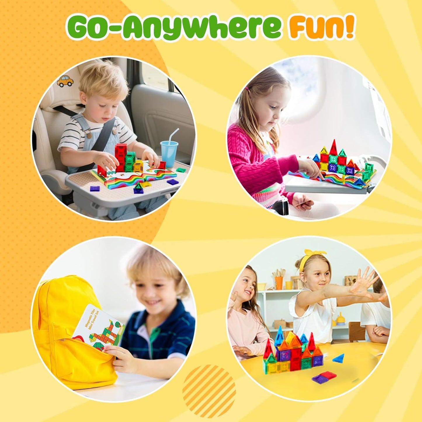 FNJO Magnetic Tiles, 110PCS Magnet Building Set, Magnetic Building Blocks, Construction STEM Learning and Playing Toys for Kids, Montessori Toy for Preschool Boys Girls