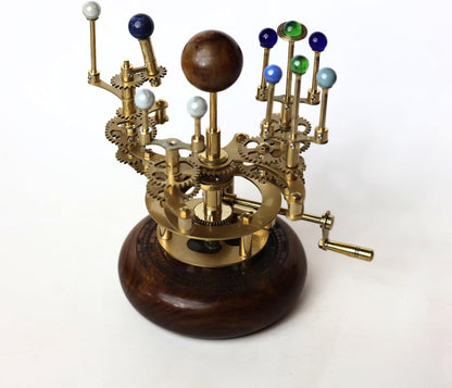 Solar System Model | Educational & Decorative Astronomy Orrery | Premium Brass Mechanical Planetarium (8" Earth & Moon)