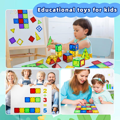 MAGBLOCK Magnetic Tiles Toys for Kids Magnet Building Tiles 100 Pcs Magnetic Blocks Preschool Building Sets Educational Toys for Toddlers Boys and Girls.