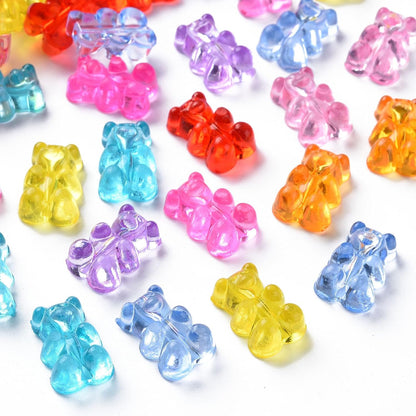 Kissitty 100Pcs Clear Acrylic Bear Beads Cute Bears Loose Beads Bulk Transparent Gummy Bear Spacer Bead Counting Bears for Bracelet Adults Necklace Earring Crafts Bag Key Chain DIY Jewelry Making