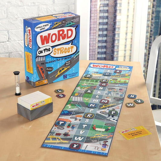 Educational Insights Word on the Street - Family Board Games for Kids and Adults, Fast Word Games for Kids 10 and up, Vocabulary Building Spelling Game with Fast-Paced Play, Family Game Night