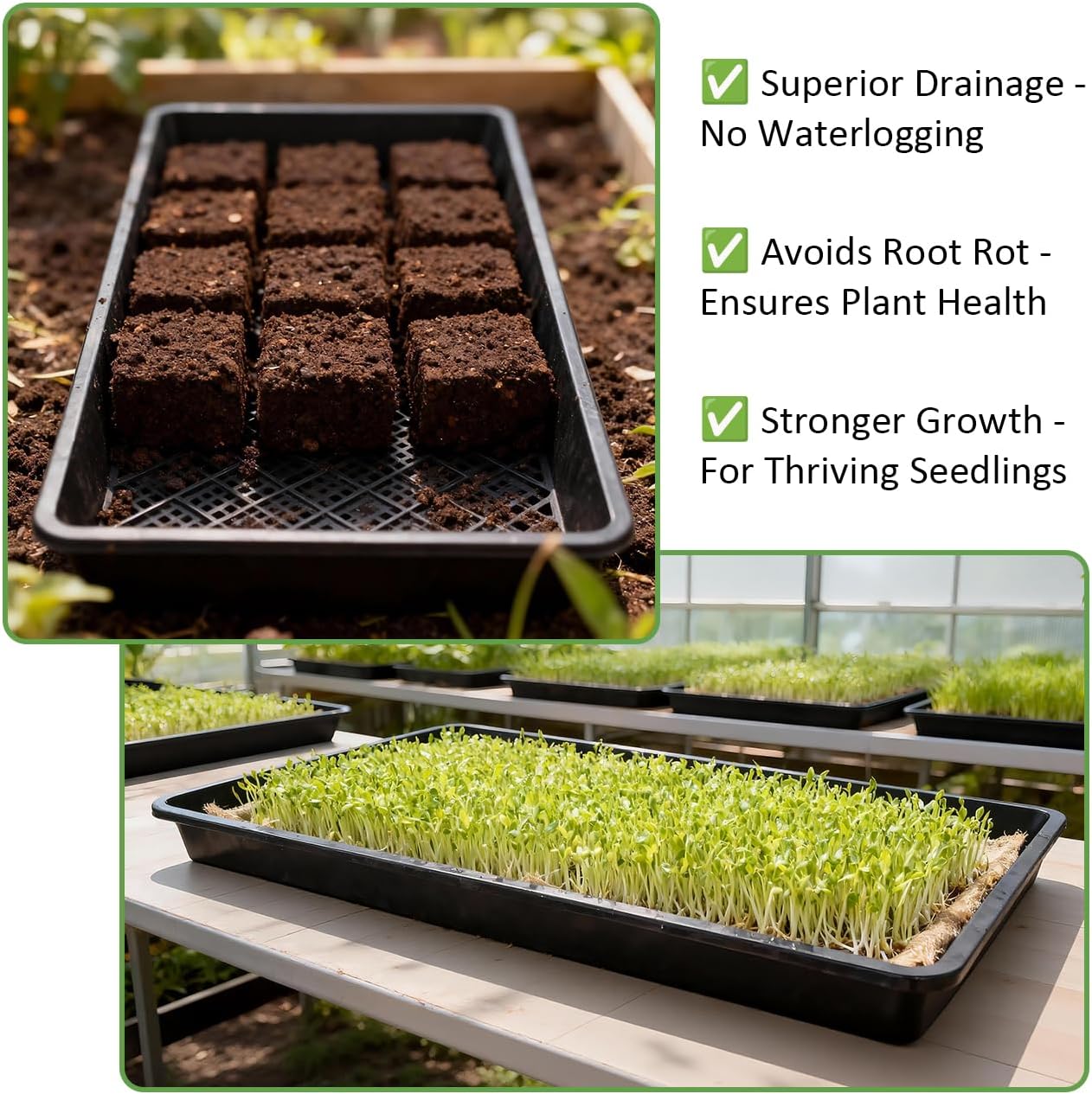RooTrimmer 10 Pack 1020 Mesh Trays, Extra Strength 1020 Mesh Bottom Trays with Holes, 20'' x 10'', Heavy Duty Propagation Flats for Microgreens, Seed Starting, Soil Blocks, Hydroponics & Wheatgrass