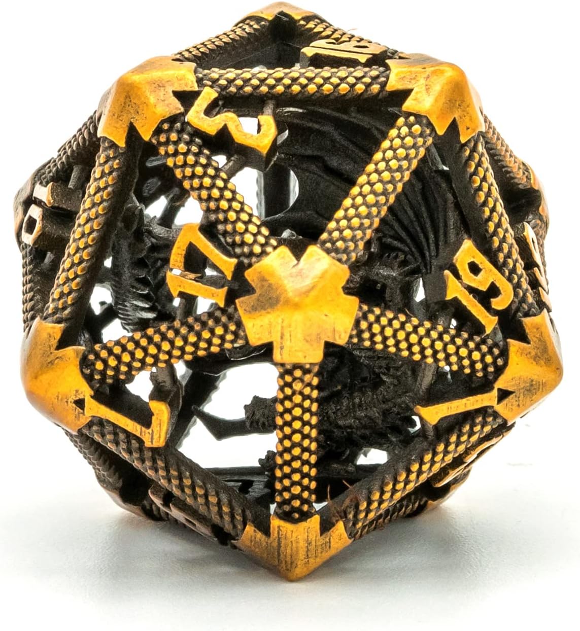 UDIXI Steampunk Metal Dice Set, 7 Die Polyhedral DND Dice Set for D&D Role Playing Game and Math Teaching (Ancient Copper)