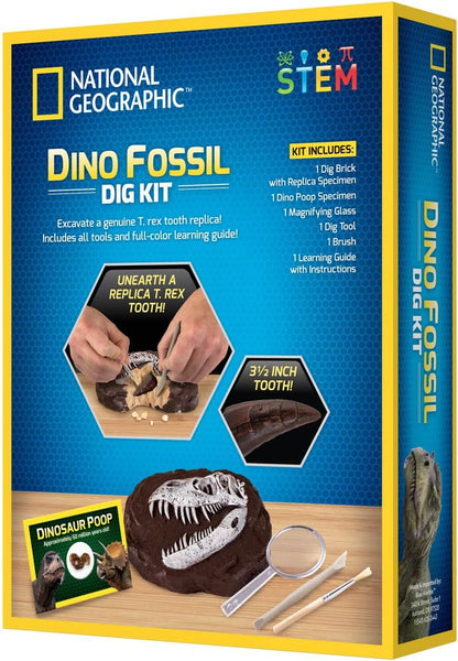 Bandai National Geographic - Excavation Kit - 3 Dinosaur Fossils to Dig Out - Educational and Science Game - STEM - JM80568M