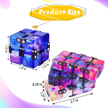 4 Packs Infinity Cube Toy Stress Relieving Game for Kids and Adults,Cute Mini Unique Gadget Anxiety Relief Kill Time Magic Puzzle Flip ADD, ADHD, Killing