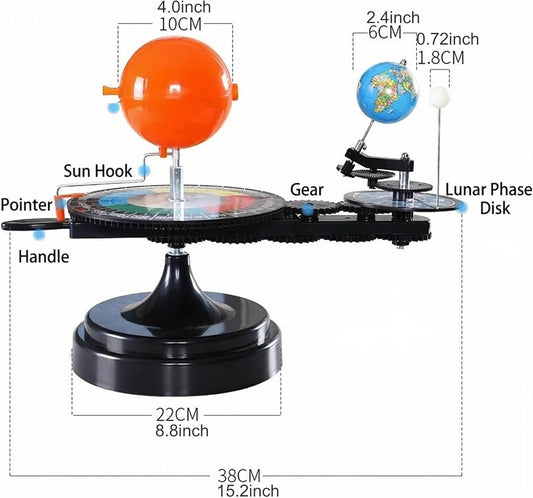 English Solar System Sun Earth Moon Orbital Model, Educational Planetarium Project Kit for Science Astronomy Teaching, Earth Moon Sun Rotation Model for Kids