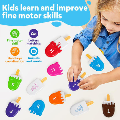 TSYAN Ice Cream Toy Set - Number & Shape Sorting Stacking Bucket for Toddlers - Educational Counting Color Recognition - Fine Motor Toys Math Learning Toys for Kids Ages 3+Year Old