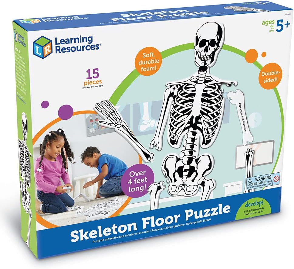 Learning Resources Skeleton Floor Puzzle - Science Classroom Must Haves, STEM Student Essentials, Practice Anatomy, Back to School Supplies for Teachers, Ages 3+