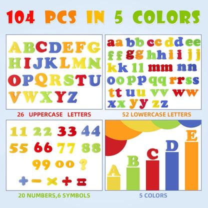 LovesTown 104 PCS Alphabet Magnetic Letters and Numbers for Toddlers,ABC 123 Fridge Educational Set,Great Learning Gift from Parents or Teachers