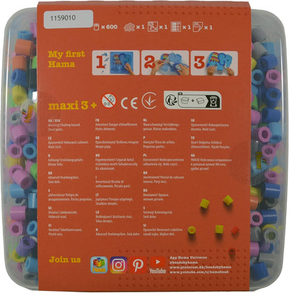 Hama Perlen 8753 Ironing Beads Box with Approx. 600 Maxi Beads, Small Elephant Pin Plate, Ironing Paper, for Children from 3 Years