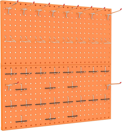 TORACK Metal Pegboard Wall Organizer 24" x 24" or 12" x 48", 70 PCS Tools Storage Pegboard for Garage Tool Organizer Pegboard with Peg Board Hooks for Workbench(Blue)