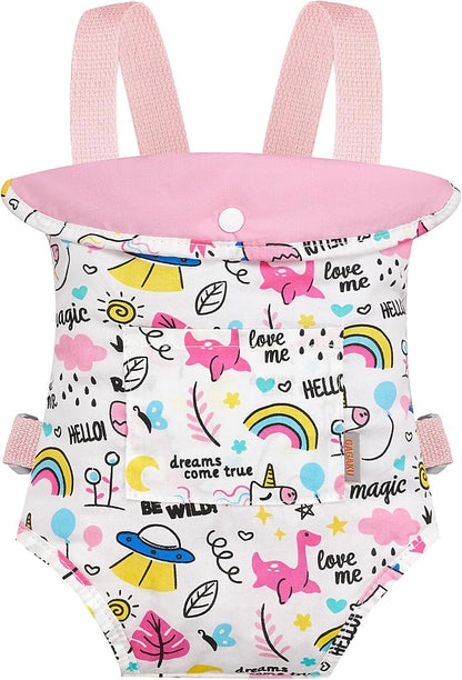 GAGAKU Baby Doll Carrier for Little Girls, Reborn Doll Accessories for Toddlers 3+ Years Old, Kids Toy Baby Dolls Sling Carrier - Pink - Moonflower
