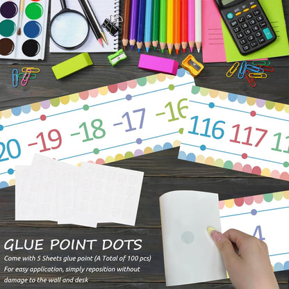 Number Line for Classroom Office Wall,Bulletin Board Border,Printed Paper Signs 0-120 Laminated Number Line Strips Chalkboard Brights Math Poster Classroom Decorations for Teachers, Students, Kids