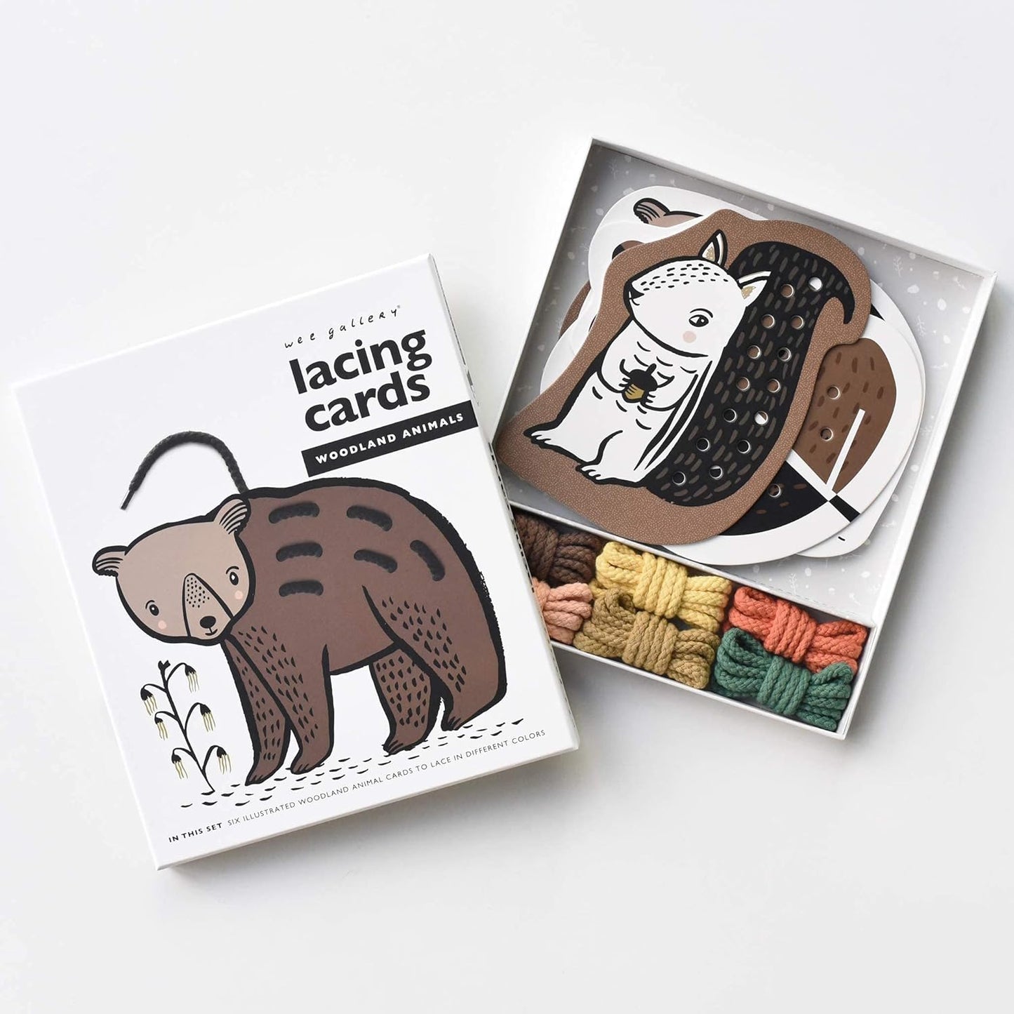 Wee Gallery Baby Animals Lacing Cards, Sewing Board and Travel Game for Toddlers and Preschoolers, Fine Motor Skills Toy, Montessori-Inspired Educational Kids Craft Activity for Ages 3+