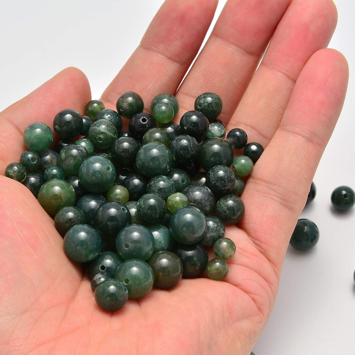 NCB 100pcs Original Natural Stone Beads Gemstone Round Loose Beads 6mm 8mm 10mm (Blue Aventurine, 6mm 100Beads) - Colors B